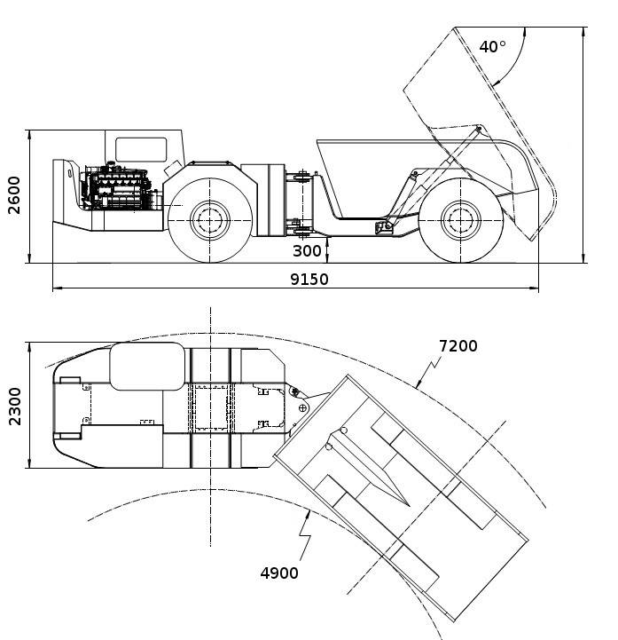 RT-20 Low Profile Dump Truck Diagram 1